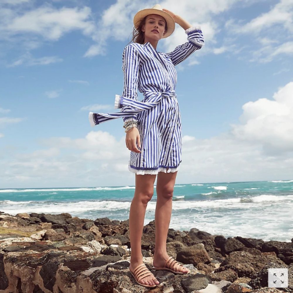 ON SALE!! Now $71 - J Crew Striped Cotton Poplin Belted Tunic Sz 4
